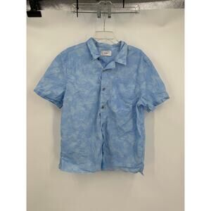 Ovadia Mens XL Sky Blue Crinkle Tie Dye‎ Resort Vacation Cruise Coastal Shirt